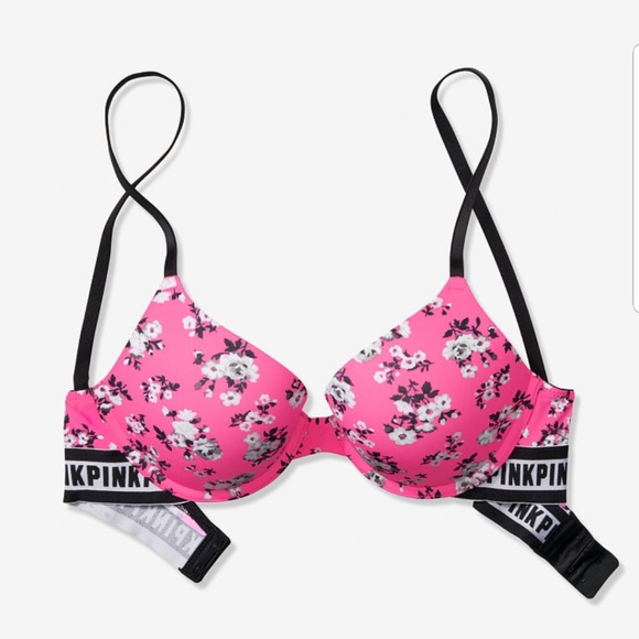 Victoria's Secret PINK Push Up Bra PINK FLORAL 34A - Picture 2 of 2